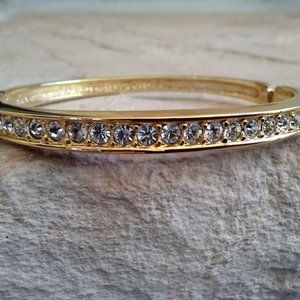 VTG Roman Crystal Pave Gold Tone Hinged Bracelet